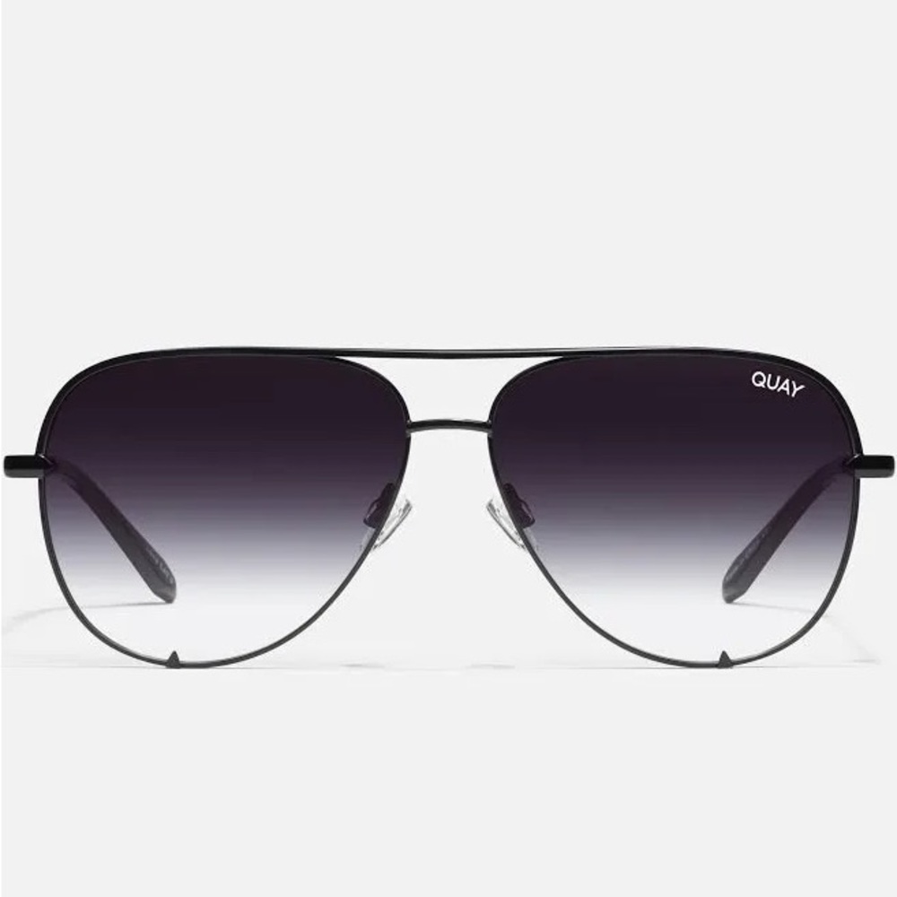 Quay High Key Large Aviators Black frame with faded lens
